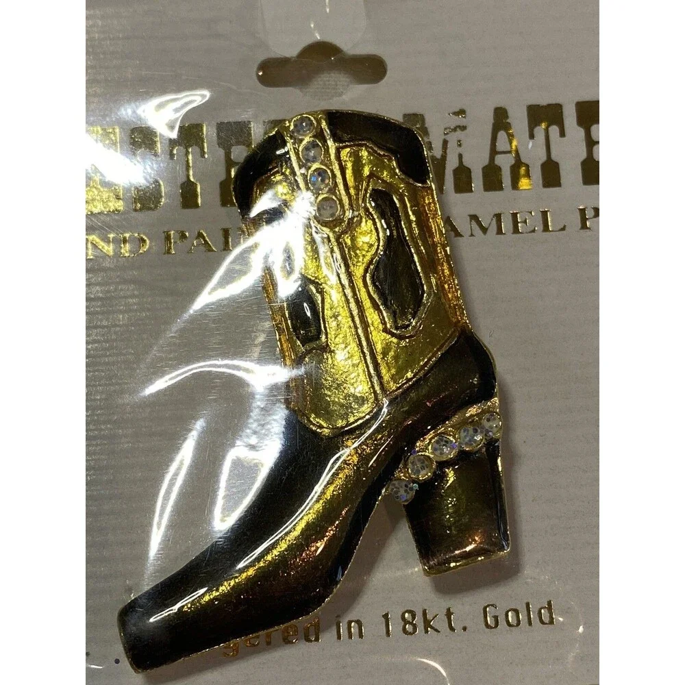 Cowboy Boot Pin Brooch Western Mates Hand Painted Enamel Rodeo  NIP